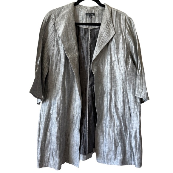 Eileen Fisher Linen Crinkle Grey Women's Top Jacket Sz XL - Picture 11 of 11